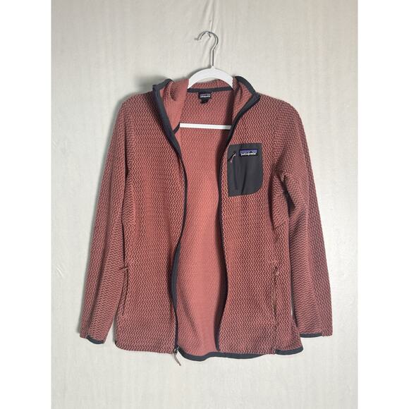 Patagonia Womens R1 Air Full Zip Hoody Rosehip Pink Jacquard Fleece Jacket Sz M - Picture 3 of 11